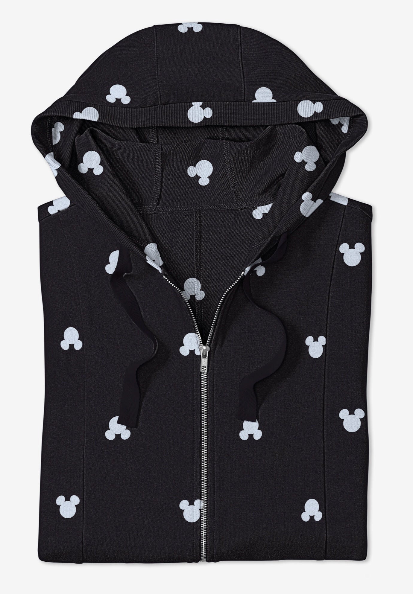 Disney Zip Up Fleece Hoodie Black Mickey Ears, , on-hover image number 1