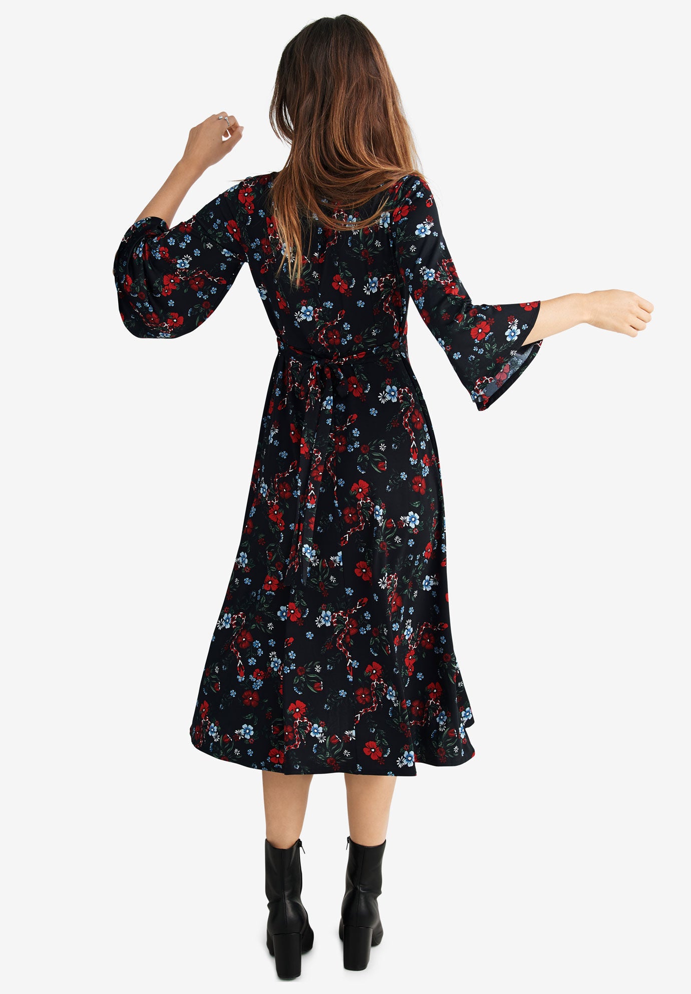 empire waist midi dress with sleeves