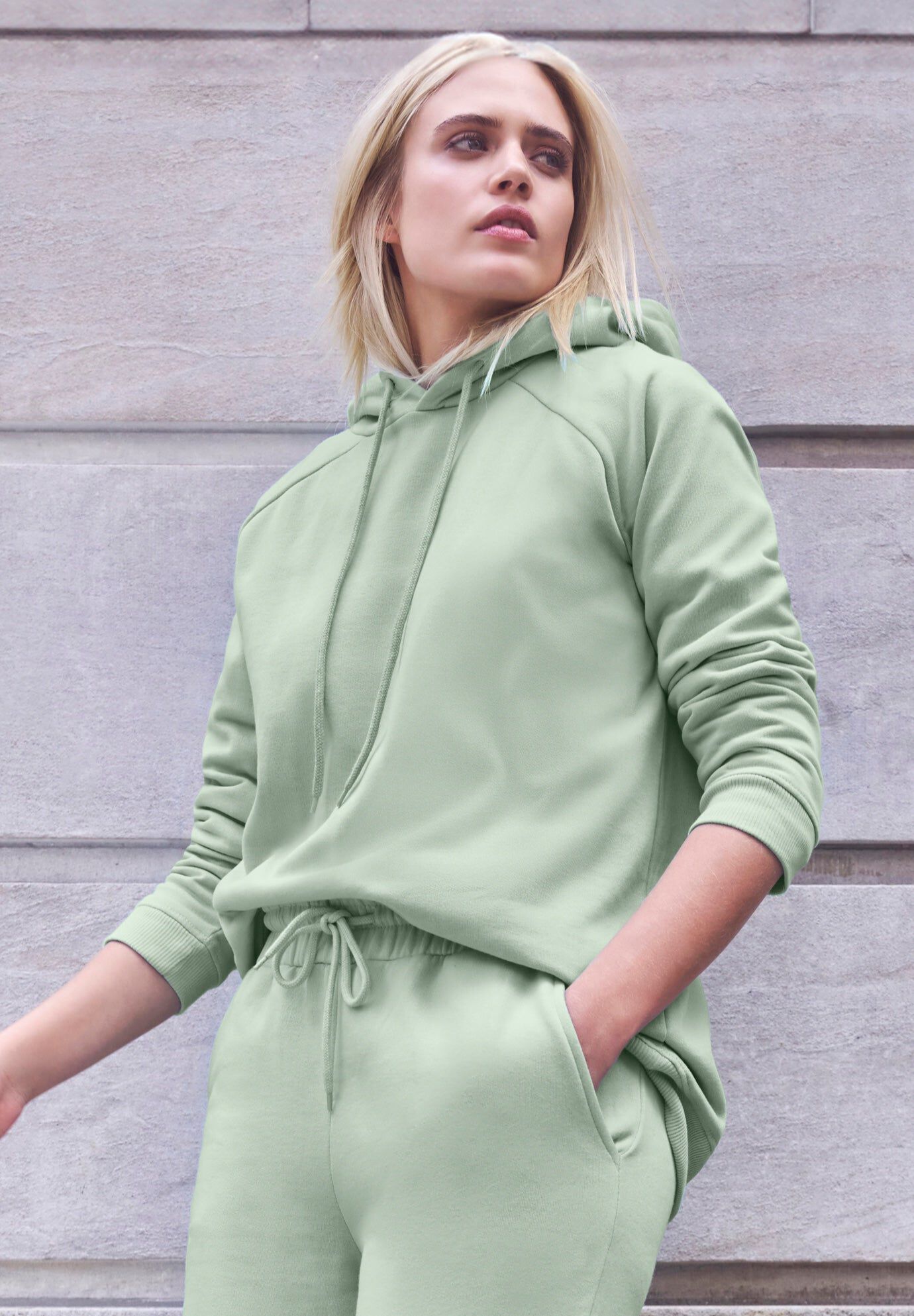 Hooded Fleece Boxy Sweatshirt, DESERT SAGE, hi-res image number 0