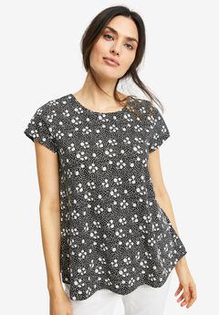 Cotton Jersey Slub Cap Sleeve Trapeze Tee