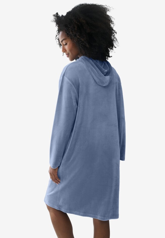Hooded Velour Lounge Dress, , on-hover image number 1