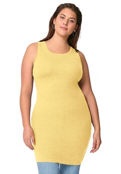 Stretch Knit Scoop Neck Sleeveless Long Tank