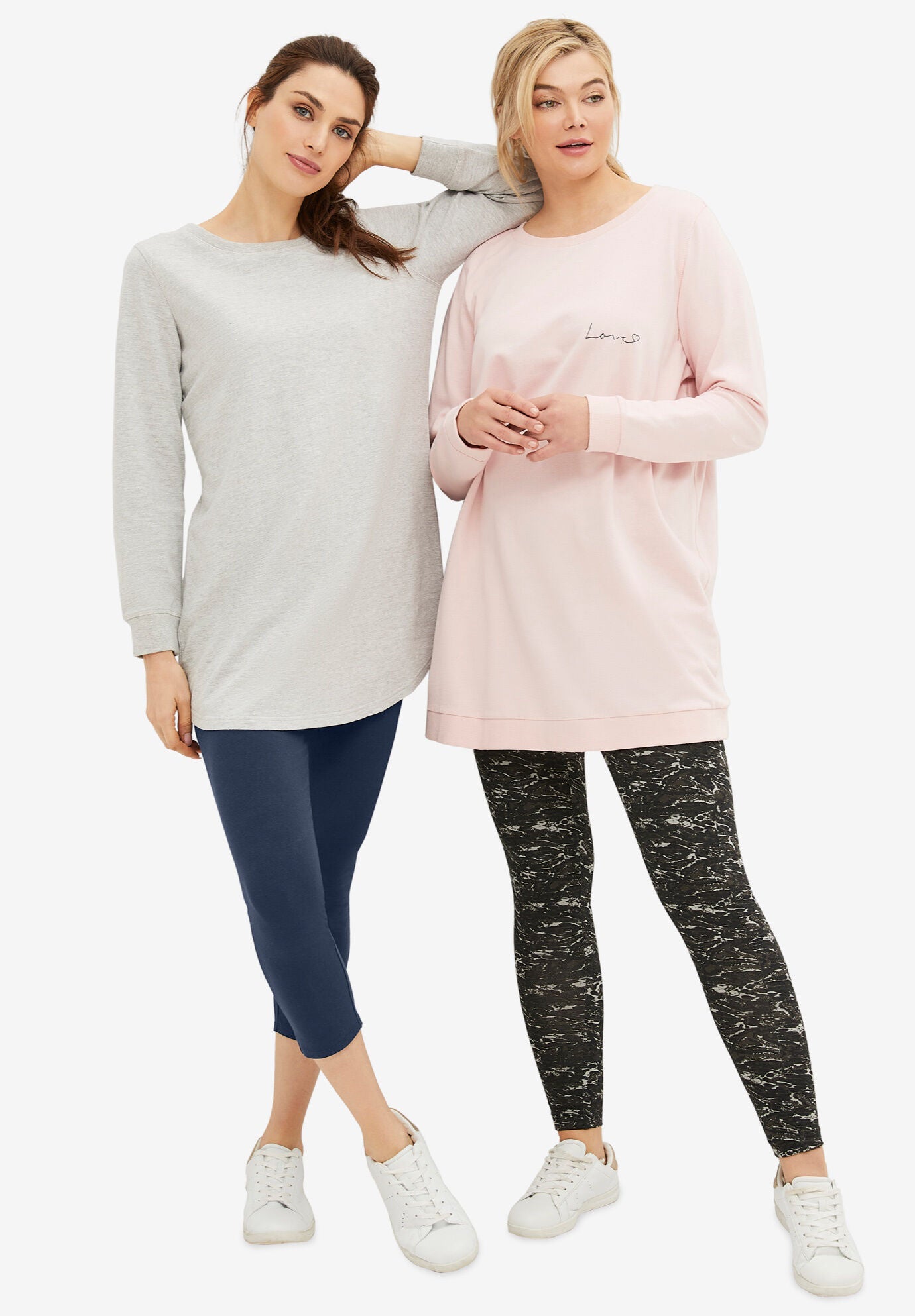 Cotton Spandex Elastic Waist Full Length Leggings, , alternate image number 3