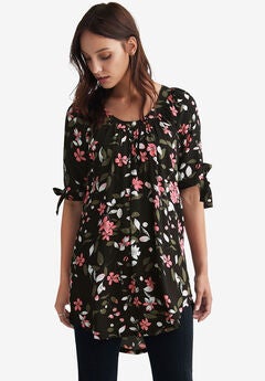 Tie-Sleeve Scoop Neck Tunic
