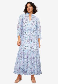 Sheer Maxi Dress With Ruffled Trim