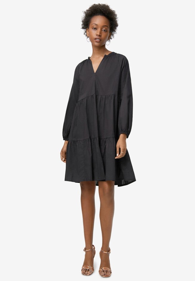 V-Notch Tiered Dress, , alternate image number 1