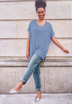 Stretch Knit Scoop Neck Oversized Tunic