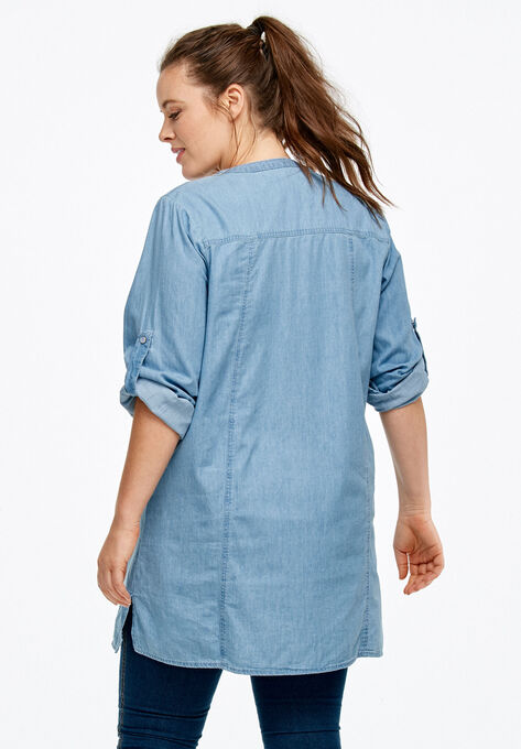 Snap Front Denim Tunic, , on-hover image number null