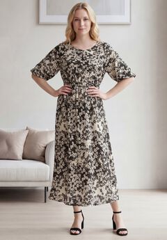 Satin Keyhole Empire Midi Dress