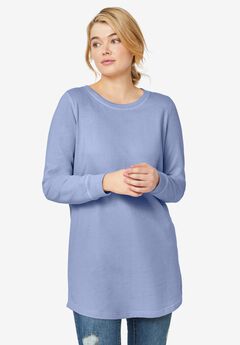 French Terry Sweatshirt Tunic with Shirttail Hem