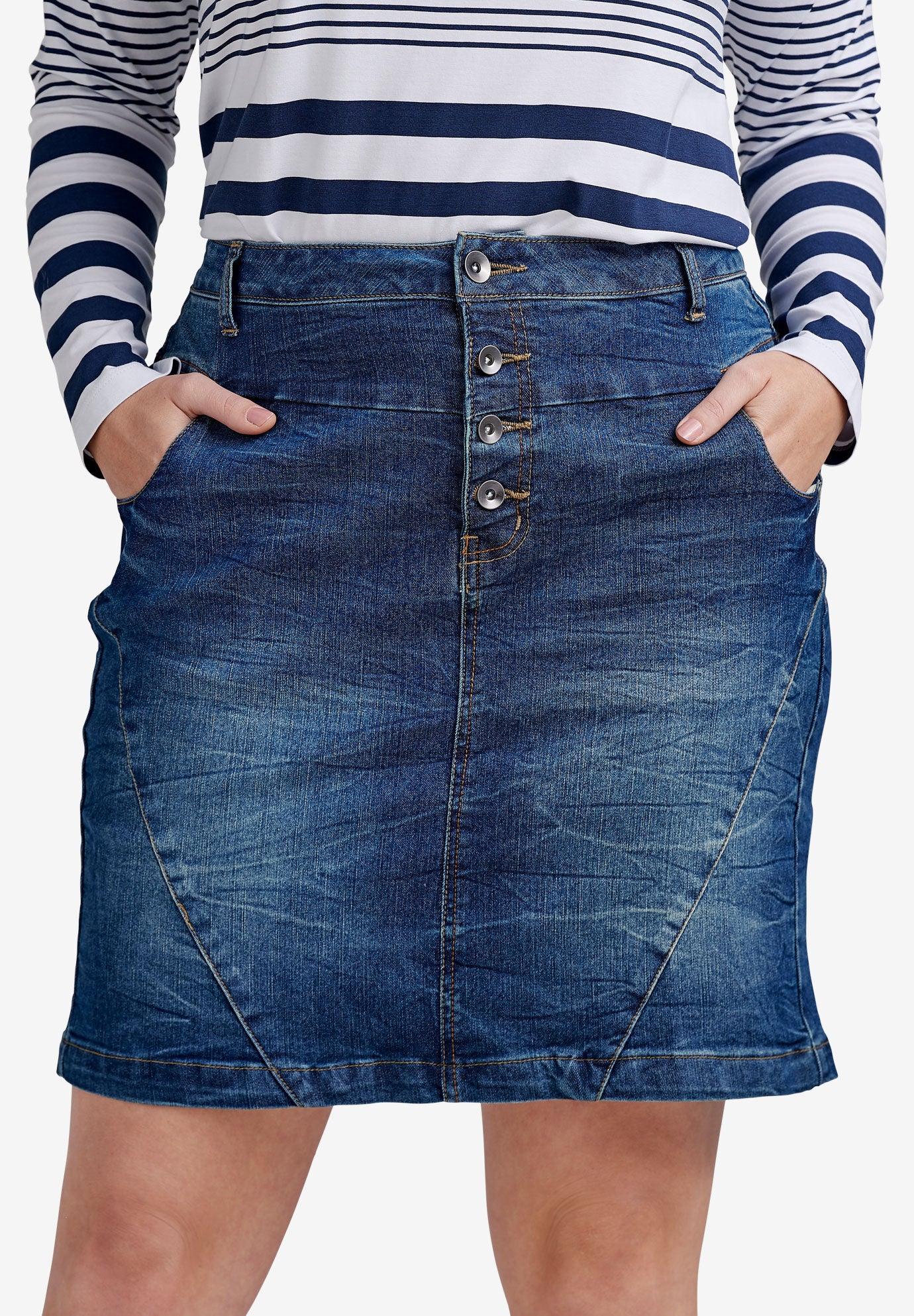 roamans denim skirts