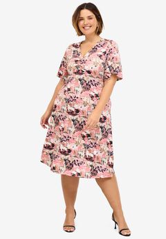 V-Neck Fit and Flare Dress