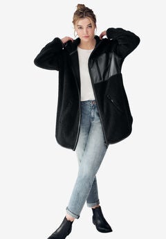 Zip Front Hooded Sherpa Jacket