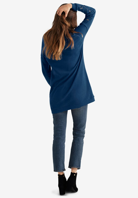 Lace Trim Sweatshirt Tunic, , on-hover image number null