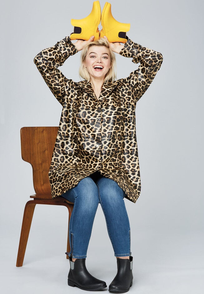 Animal Print Hooded Raincoat, , alternate image number 3