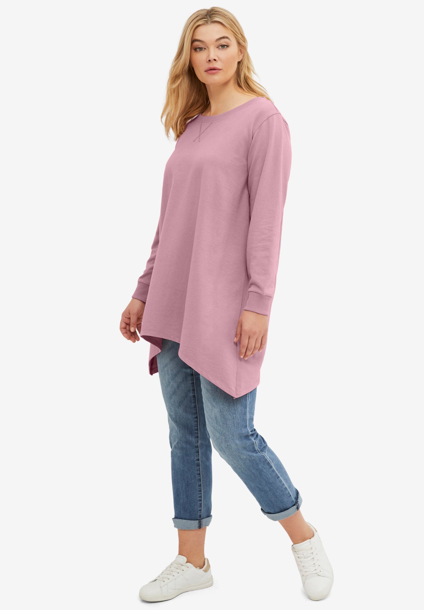Point Hem Sweatshirt Tunic, , on-hover image number 1