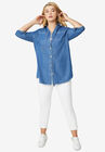 Denim Button-Front Tunic, , alternate image number null