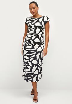 Ruched A-Line Knit Midi Dress