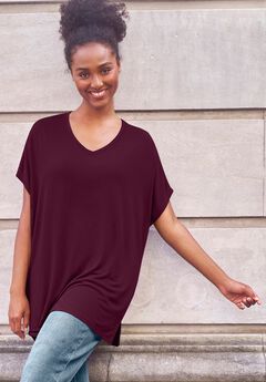 Stretch Knit Scoop Neck Oversized Tunic