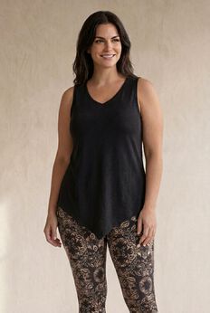V-Neck Pointed Front A-Line Tank Top