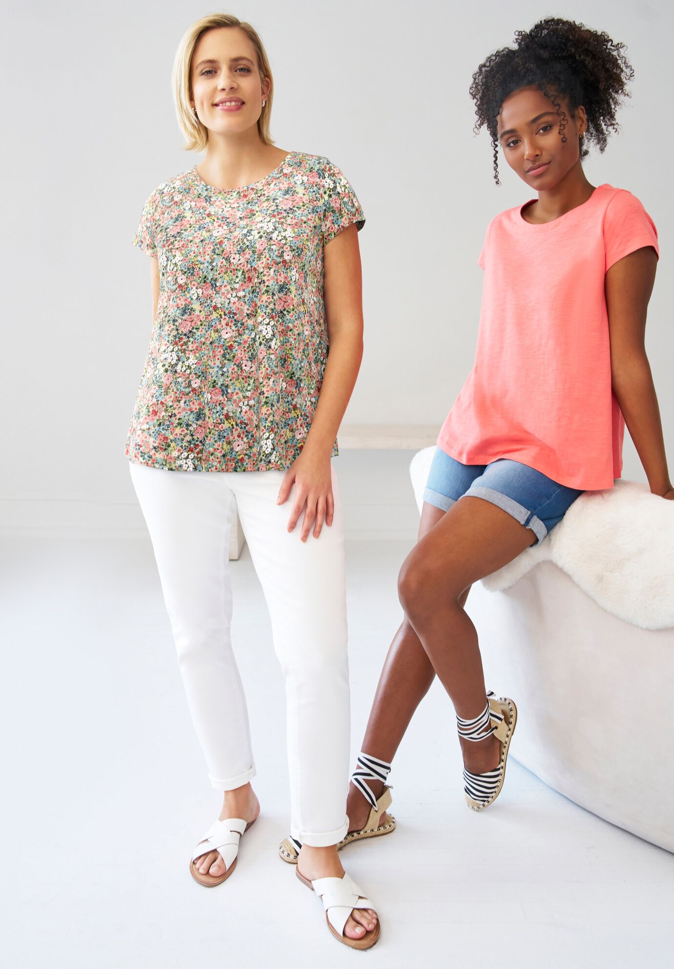 Cotton Jersey Slub Cap Sleeve Trapeze Tee, , alternate image number 2