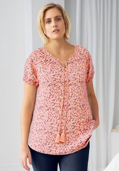 Ruffle Trim Peasant Blouse