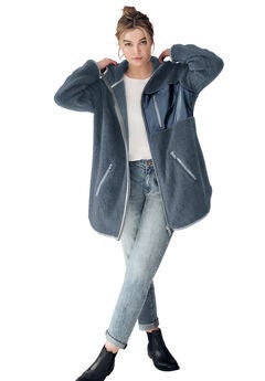 Zip Front Hooded Sherpa Jacket