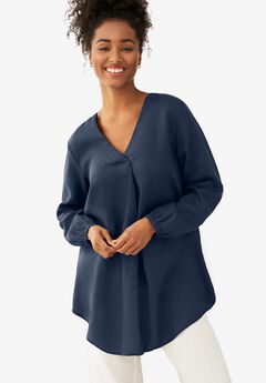 V-Neck Inverted Pleat Tunic