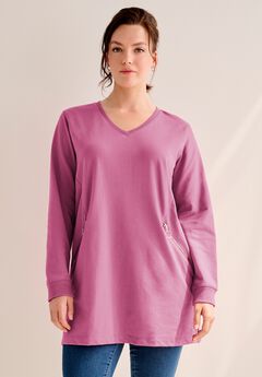 Zip Pocket French Terry Sweatshirt Tunic