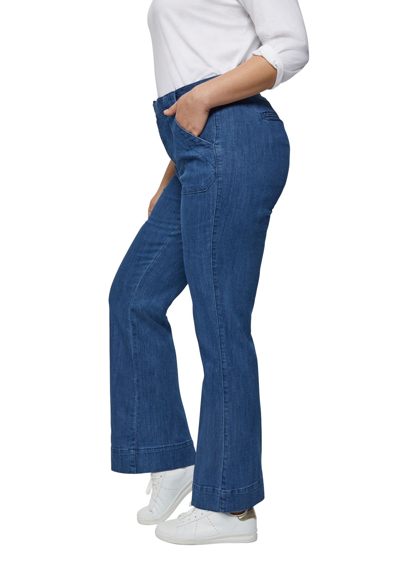High-Waist Wide-Leg Stretch Jeans, , alternate image number 2