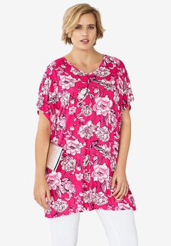Plus Size Short Sleeve Tunic Tops