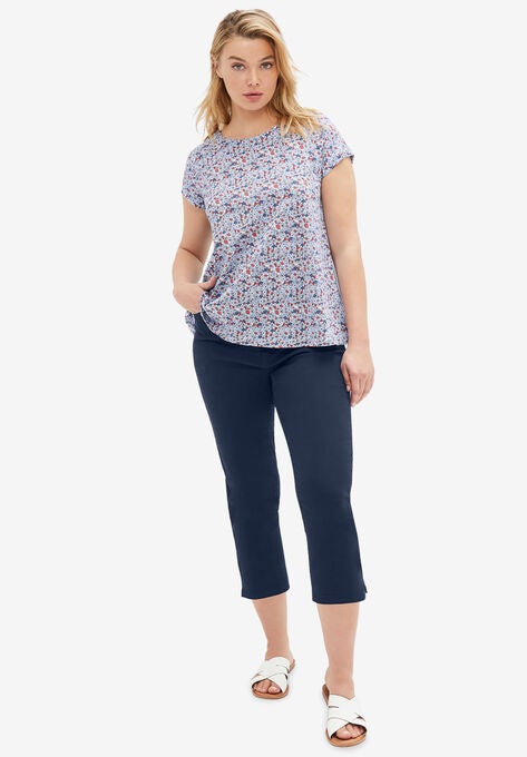 Stretch Slim Capris, NAVY, hi-res image number null