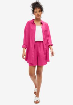 Oversized Linen-Blend Boyfriend Shirt