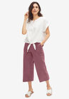 Linen Blend Drawstring Capris, , alternate image number null