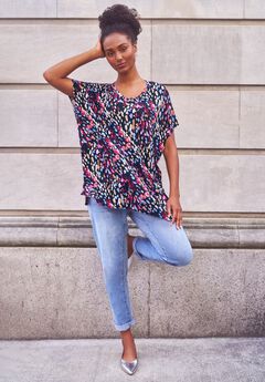 Stretch Knit Scoop Neck Oversized Tunic