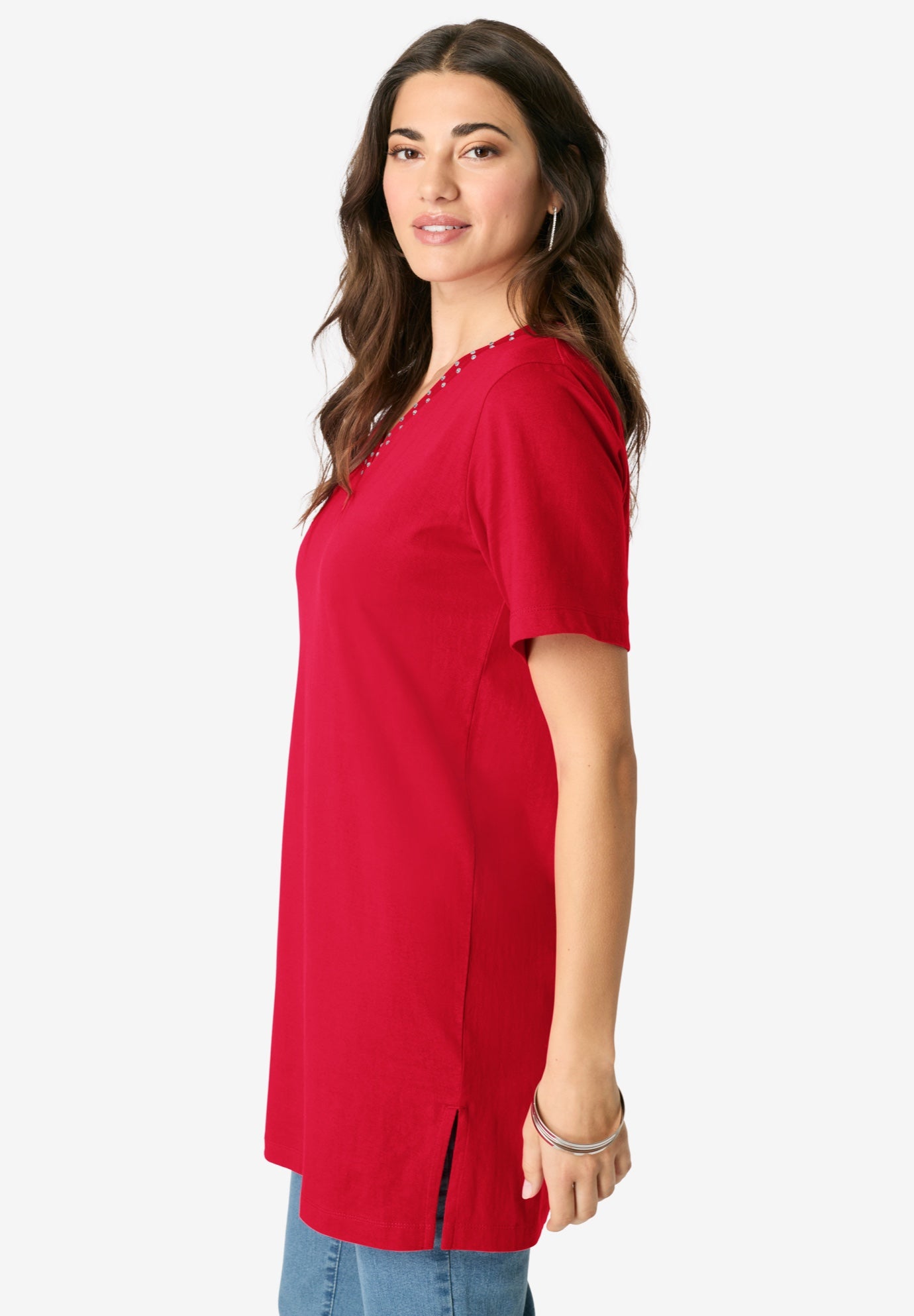 Ultimate Rhinestone V Neck Tunic image number 2