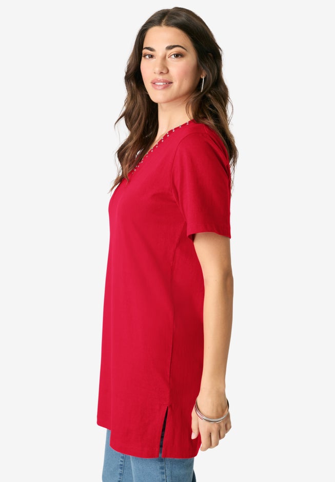 Ultimate Rhinestone V Neck Tunic image number 2