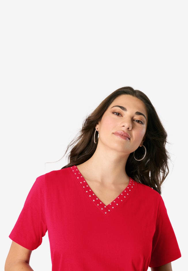 Ultimate Rhinestone V Neck Tunic image number 3