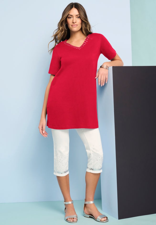 Ultimate Rhinestone V Neck Tunic image number 0