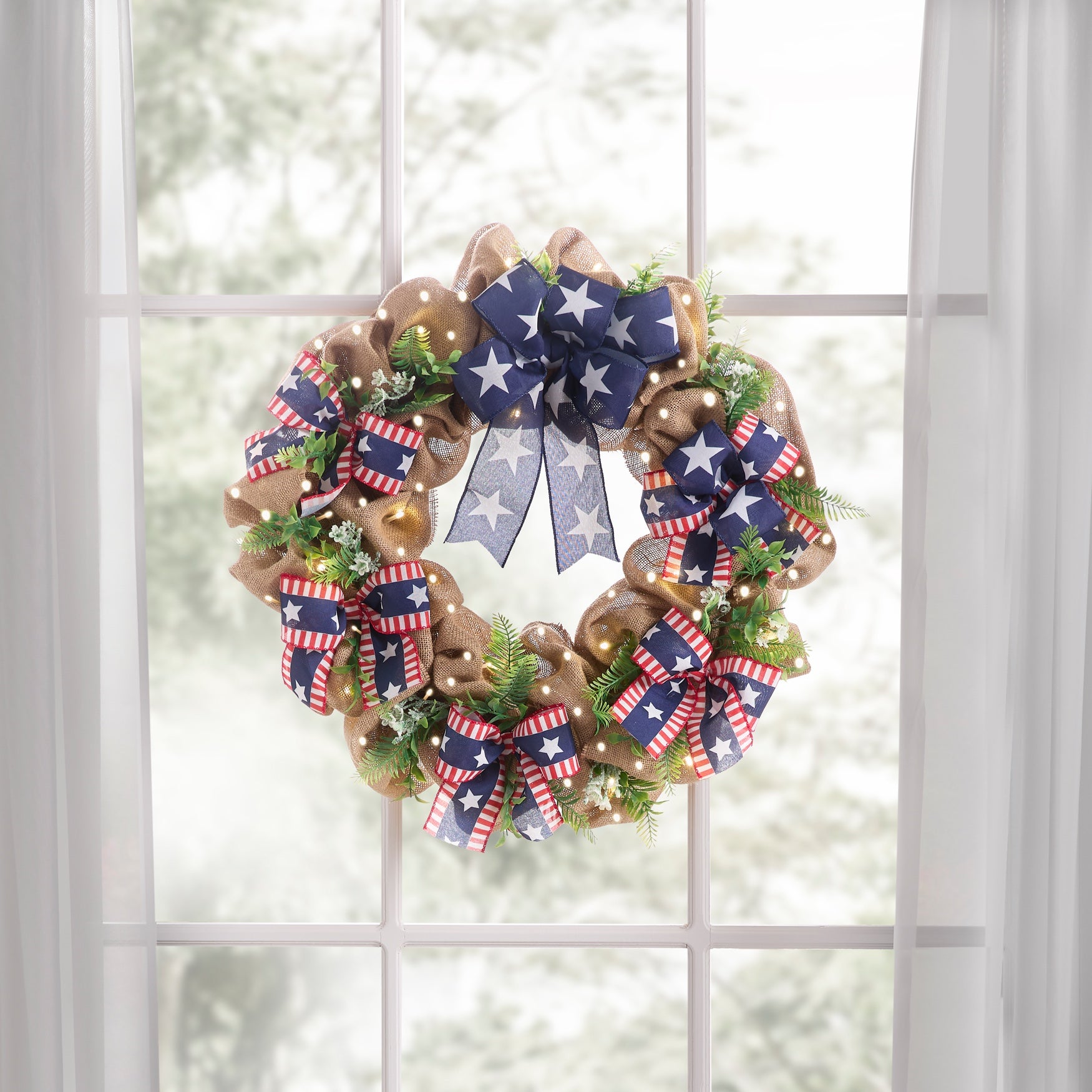  24" Pre-Lit Americana Wreath image number 0