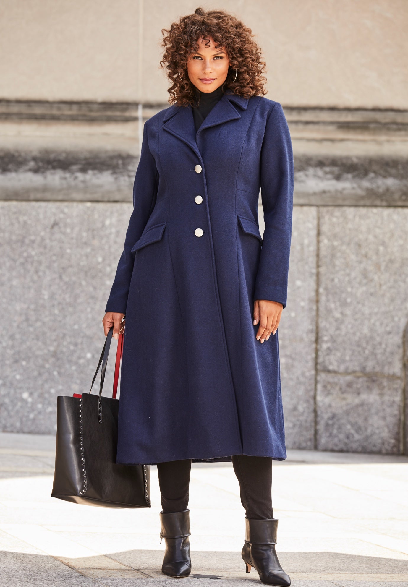 Plus Size Long Tailored Wool Blend Coat image number 1