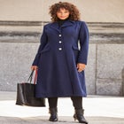 Plus Size Long Tailored Wool Blend Coat image number null