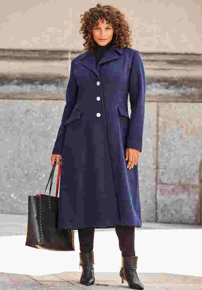 Plus Size Long Tailored Wool Blend Coat image number 1