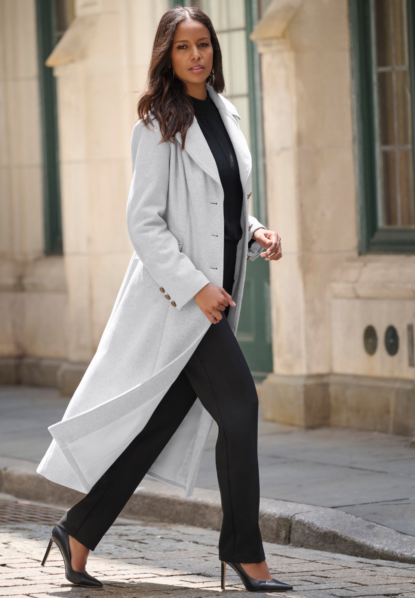 Plus Size Long Tailored Wool Blend Coat image number 3