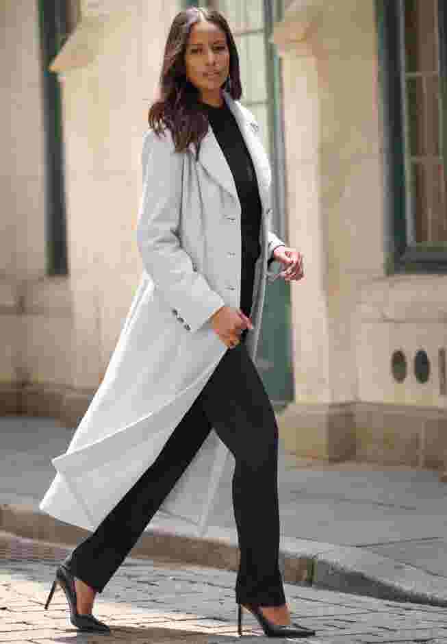 Plus Size Long Tailored Wool Blend Coat image number 2