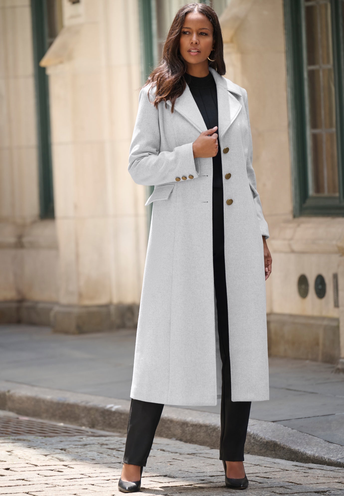 Plus Size Long Tailored Wool Blend Coat image number 4