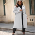 Plus Size Long Tailored Wool Blend Coat image number null