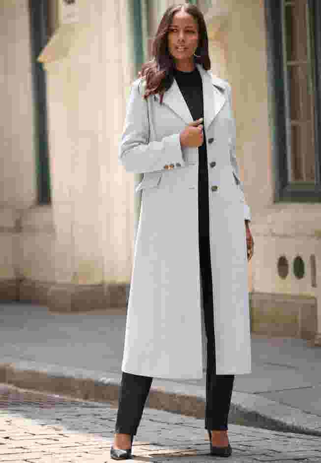 Plus Size Long Tailored Wool Blend Coat image number 3