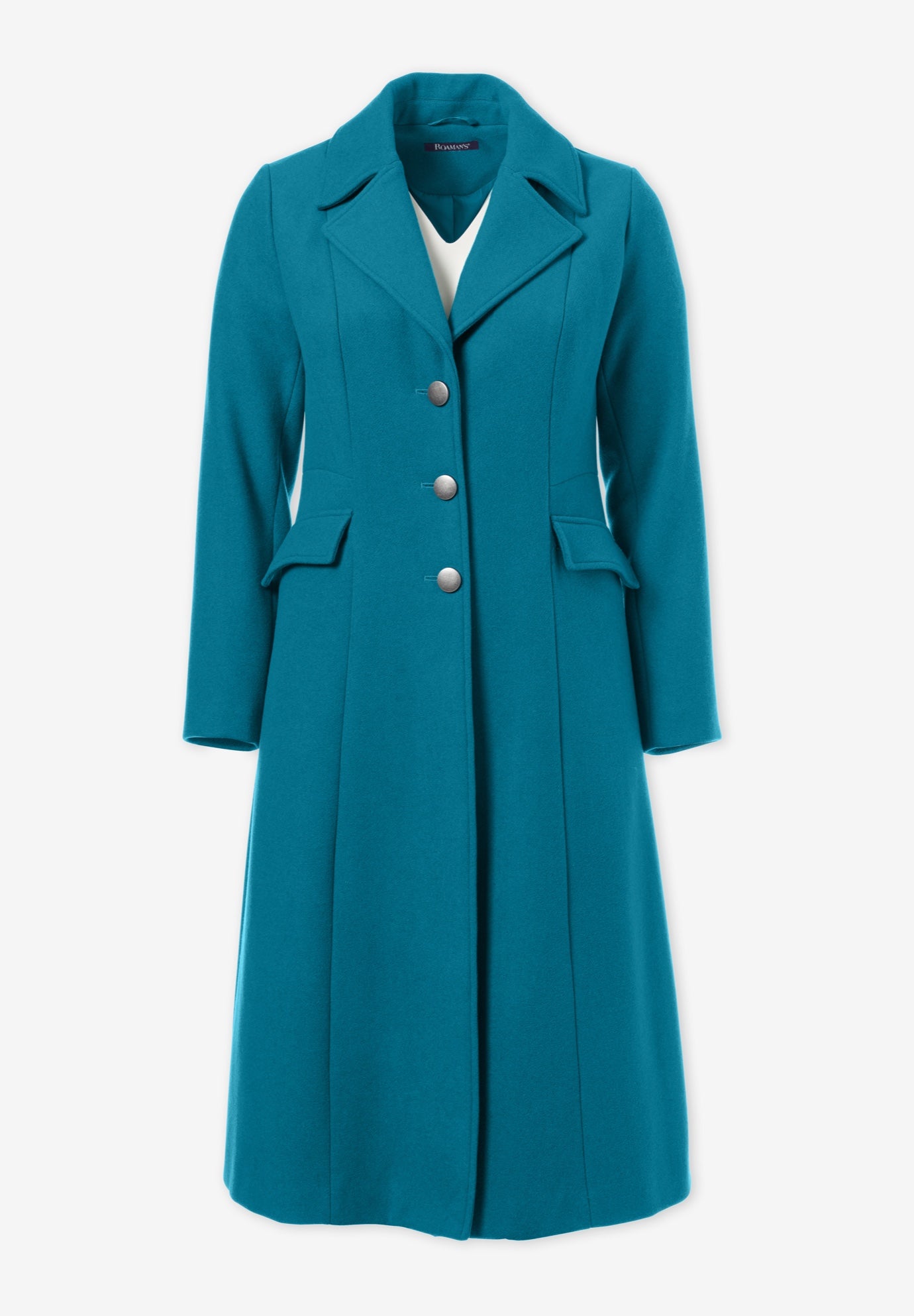 Plus Size Long Tailored Wool Blend Coat image number 3