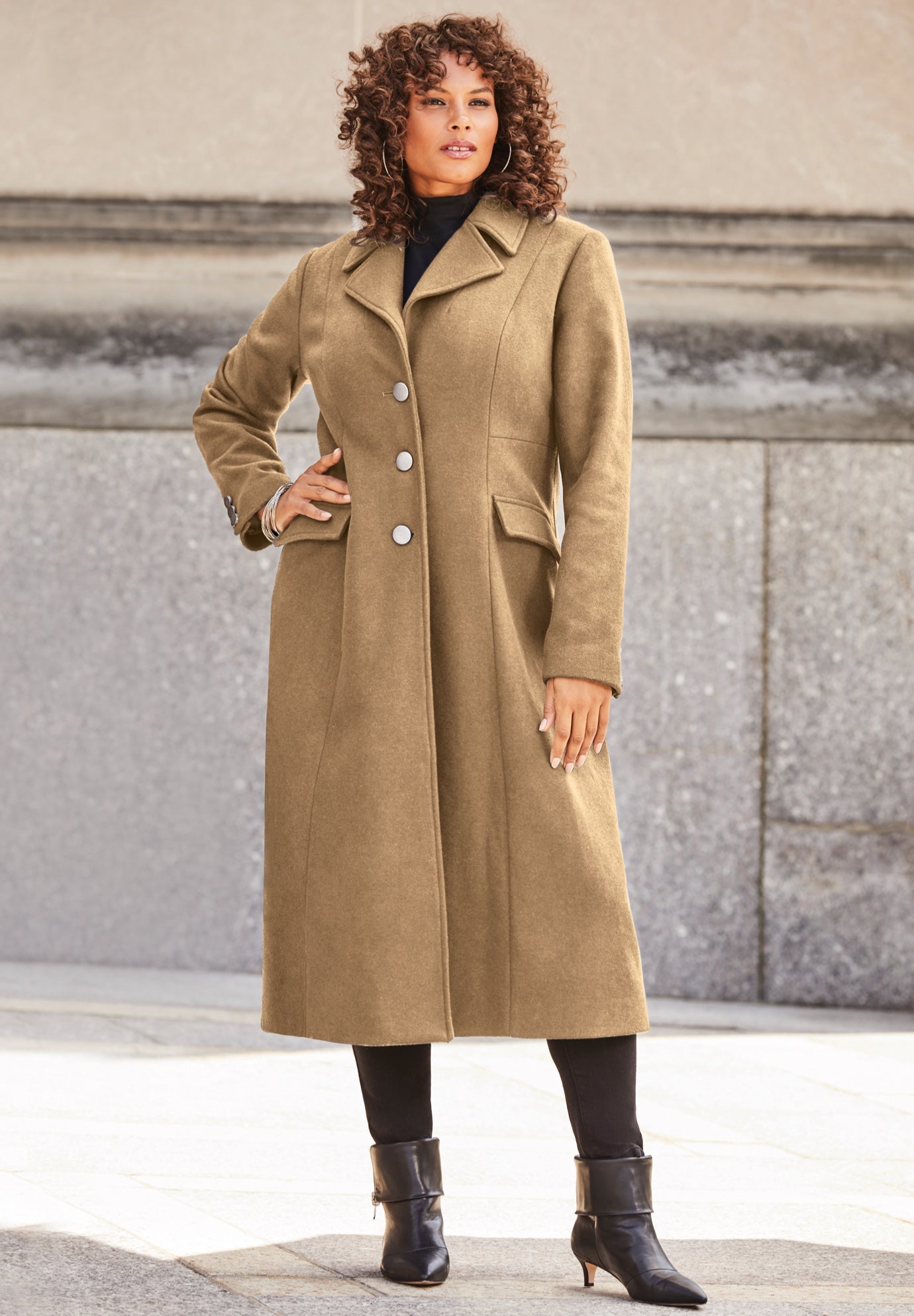 Plus Size Long Tailored Wool Blend Coat image number 5